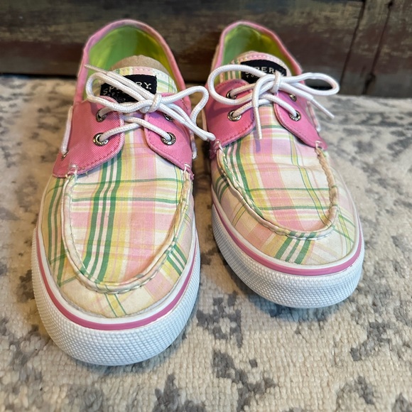 Women’s Sperry Top-Sider Size 10 Pink & Green Plaid Boat Shoes - Picture 3 of 9